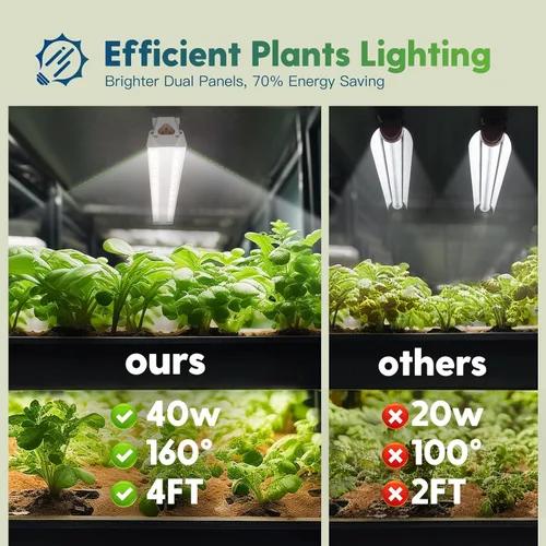 Vista 5 de FREELICHT Paquete de 2 luces LED de crecimiento de 4 pies con temporizador, 40 W (equivalente a 250 W), luces de crecimiento de espectro completo