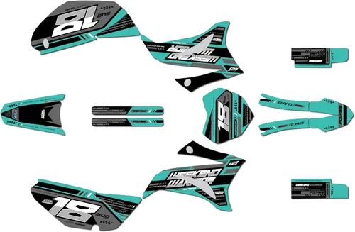 Vista 6 de Kit de gráficos Kalair GFX para Yamaha TTR 125 (2008-2023) Serie Warrior Azul 16 Mil - Juego de calcomanías adhesivas de carreras personalizadas