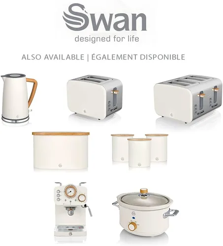 Vista 8 de Salton Swan - Olla de cocción lenta estilo nórdico con olla de cerámica extraíble, 3.5 litros (algodón blanco)