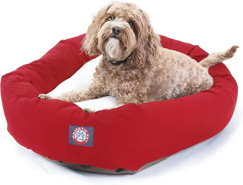 Vista 19 de Cama para perros Bagel de 40 pulgadas negra y Sherpa de Majestic Pet Products Negro
