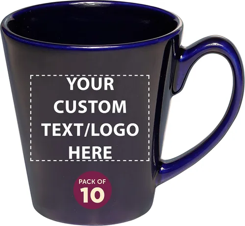 Vista 17 de DISCOUNT PROMOS Taza de café con leche de cerámica brillante personalizada de 12 onzas, juego de 10/50/100 unidades personalizadas, paquete a