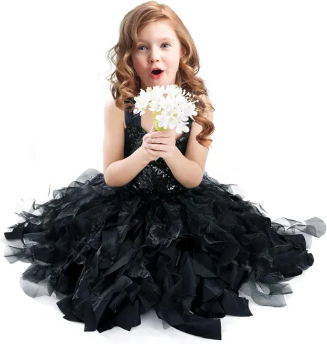 Vista 3 de Vestido tutú para niñas, vestido de tul con lentejuelas, vestido de princesa para niñas pequeñas, disfraz de fiesta de cumpleaños brillante