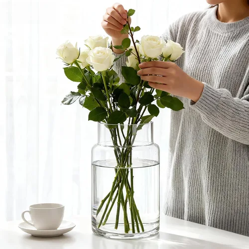 Vista 4 de Clear Vases for Centerpieces, 9 Inch, Wide Mouth (Pack of 3)