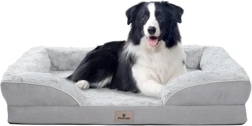 Vista 13 de Cama Sofá Ortopédica para Perros de Tamaño Grande con Soporte de Espuma de Huevo, Cojines Reforzados de Cuatro Lados, Tela Suave Resistente al