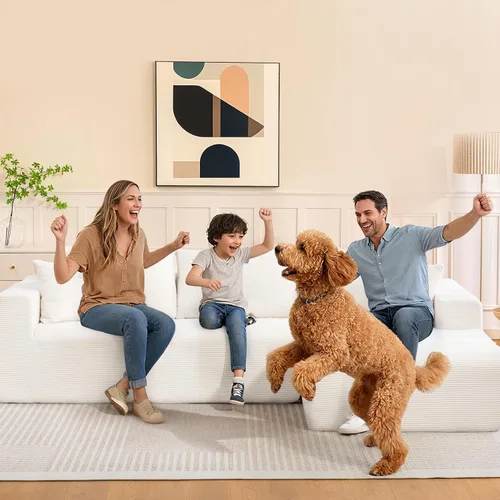 Vista 2 de Sofá modular Cloud 2026 de 108 pulgadas, sofá modular con asiento profundo, sofá modular con diván en forma de L, sofás modernos para sala de estar