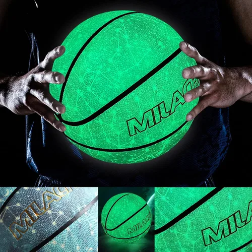 Vista 4 de Balón de baloncesto personalizado, que brilla en la oscuridad, regalo de baloncesto personalizado tamaño 7 (29.5"), tamaño 6 (28.5"), tamaño 5 Azul