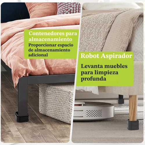 Vista 5 de Paquete de 12 elevadores de muebles de 1, 2 o 3 pulgadas, elevadores de cama ajustables resistentes para mesa, escritorio, sofá, silla, gabinete