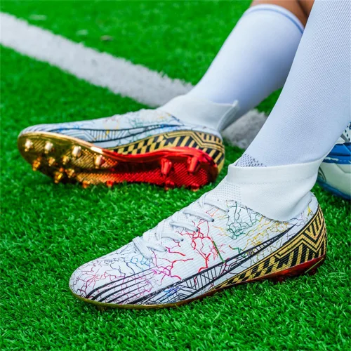 Vista 5 de Botas de fútbol para hombre, zapatos de fútbol, zapatos de punta, zapatillas de deporte cómodas para adultos, atlético, al aire