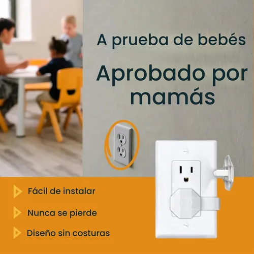 Vista 5 de Fundas para enchufes a prueba de bebés (paquete de 6) – Fundas de enchufe a prueba de niños siempre conectadas para enchufes eléctricos – Cubiertas