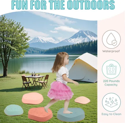Vista 7 de Fanboxk - Piedras de equilibrio para niños, piedras sensoriales antideslizantes para promover habilidades de equilibrio y coordinación en niños