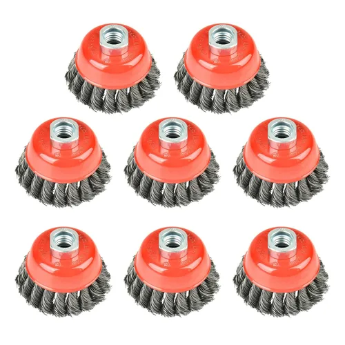 Vista 20 de A A IN Paquete de 2 ruedas de alambre para amoladora angular, cepillo de rueda de alambre de 3 pulgadas con eje roscado de 5/8"-11 para amoladora