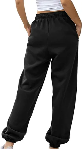 Vista 2 de WPNMASNP Pantalones deportivos casuales de cintura alta para mujer, para otoño, holgados, Y2K, modernos con bolsillos