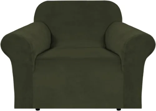 Vista 79 de H.VERSAILTEX Fundas de terciopelo elástico para sofá de dos plazas, fundas para sofá de 2 cojines para sala de estar, fundas deslizables con correas