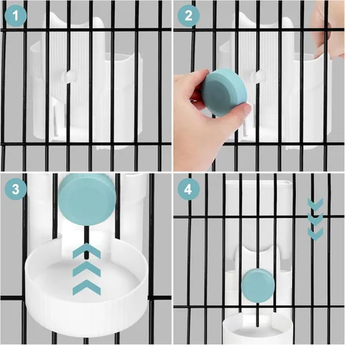 Vista 7 de ShineMe - Comedero automático para gatos y dispensador de agua, 35 onzas, comedero automático por gravedad para colgar alimentos y agua