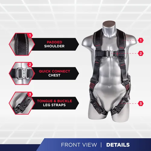 Vista 2 de Palmer Safety Kit de arnés de seguridad para protección contra caídas I Arnés de construcción + varios cordones + extensor de anillo en D