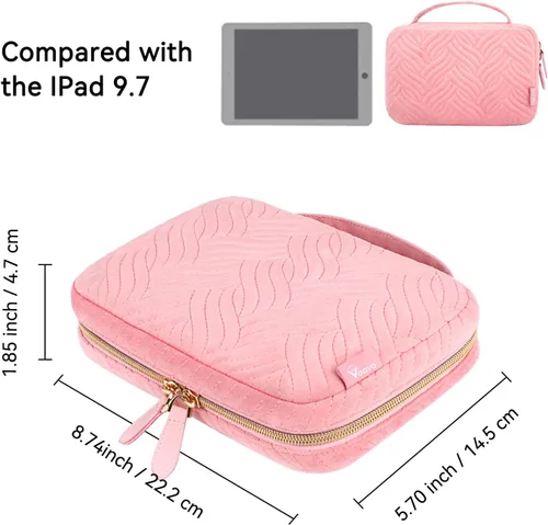 Vista 6 de Voova Estuche organizador de joyas de viaje pequeña bolsa de almacenamiento de joyas de viaje para mujeres y niñas bolsa portátil para anillos