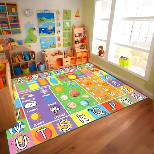 Vista 27 de Alfombra infantil ABC para sala de juegos, alfombra del alfabeto para dormitorio, educativa para aprender preescolar, alfombras para guardería