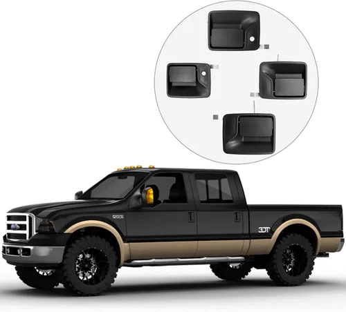 Vista 4 de Juego de manijas de puerta exterior (4 unidades), compatible con Ford F-250 Plástico negro