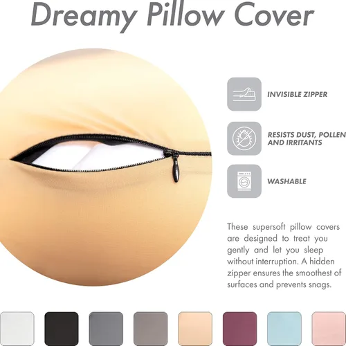 Vista 8 de PILLOWY Almohada de Cama de Microesferas Premium, Mediana Extra Esponjosa pero con Soporte - Sueño Ultra Cómodo con Funda Antienvejecimiento Tipo