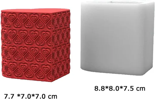 Vista 2 de Grainrain Molde de silicona con diseño de flor de corazón 3D, molde de vela de pilar decorado, moldes de silicona hechos a mano para velas, cera