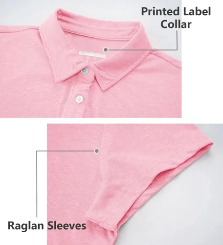 Vista 6 de BIYLACLESEN Polo para mujer de manga corta 4 botones de secado rápido