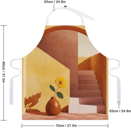 Vista 2 de MUSM Apron for Adults - 27.6 X 31.5 Inch, Heavy-Duty Polyester Aprons with Two Large Pockets, Waterproof Vase And Flowers Kitchen Apron for Cooking