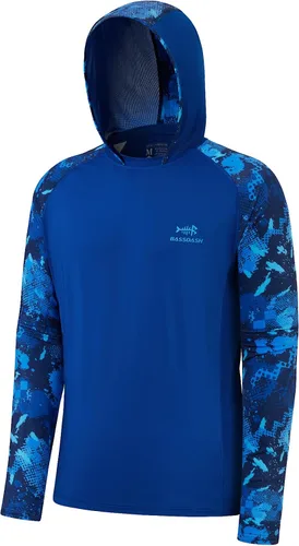 Vista 15 de BASSDASH Camisa de pesca de rendimiento UPF 50 para hombre, sudadera con capucha de camuflaje de manga larga FS17M