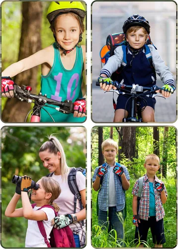 Vista 2 de Geyoga 12 pares de guantes de ciclismo antideslizantes de gel para niños, guantes de ciclismo para niños de verano, para montar al aire libre, 5-8