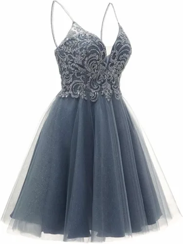 Vista 3 de Rjer - Vestidos de fiesta de graduación, vestidos cortos de tul para adolescentes, vestidos de fiesta de cóctel brillantes