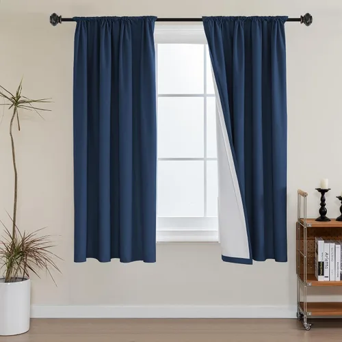 Vista 9 de H.VERSAILTEX Cortinas 100% de opacidad para cocina, con aislamiento térmico, cortinas opacas completas con forro blanco, cortinas de eficiencia