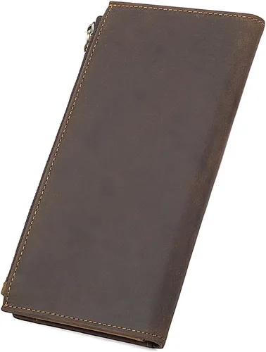 Vista 4 de Genda 2Archer Billetera RFID de cuero genuino vintage para hombre, Marrón, Vintage