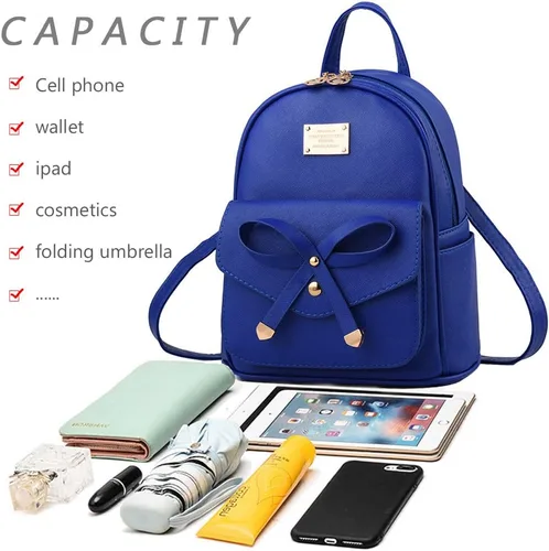 Vista 4 de Bonita mochila de piel con lazo para mujer