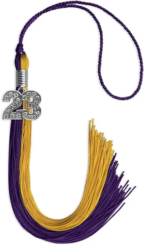 Vista 211 de Endea Graduation Borla de doble color con dije de plata brillante (negro/oro antiguo, 2025)