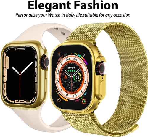 Vista 3 de BO&DQQ - Paquete de 2 fundas protectoras compatibles con Apple Watch de 1.614 pulgadas/1.575 pulgadas, suave, flexible, de grado militar, duradera