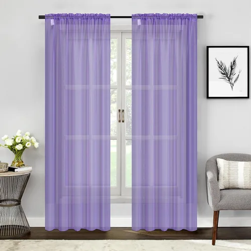 Vista 5 de Empire Home Charli - Juego de 2 paneles de cortina de gasa transparente sólida para ventana (120 pulgadas, superlargos, negro)