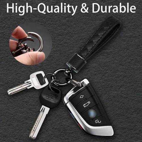 Vista 3 de Llavero del coche de cuero genuino,Accesorios universales de la cadena del metal de servicio pesado,Llavero del llavero del coche