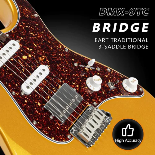 Vista 4 de EART Guitarras eléctricas de 6 cuerdas DMX-9TC Golpeador de tortuga roja Cuerpo sólido de caoba tostado y pastillas Alnico v Tonos versátiles