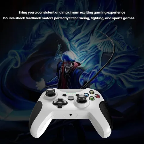 Vista 6 de YCCSKY - Controlador con cable para Xbox One control de juegos con cable para Xbox One PC Windows 7810 con conector de audio de doble vibración