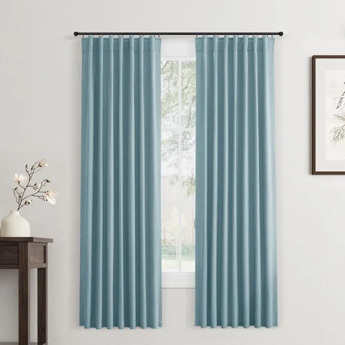 Vista 20 de Jowels Cortinas opacas de lino natural de 96 pulgadas de largo, 2 paneles