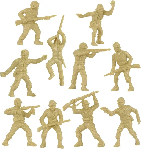 Vista 3 de BMC Classic Tan Plastic Army Men - 40 figuras de soldado de la Segunda Guerra Mundial - Fabricado en Estados Unidos Bronceado