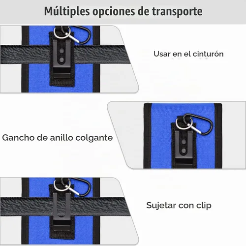 Vista 6 de Funda doble para teléfono, bolsa grande para teléfono inteligente, soporte para teléfono celular con cinturón para iPhone 16/15/14 Pro Max y Azul