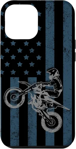 Vista 26 de Dirt Bike US Flag Vintage Motocross Racing Case for iPhone 17