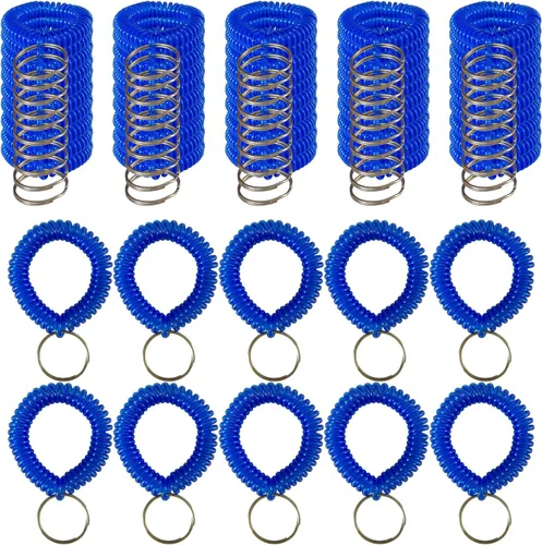 Vista 14 de Colorido llavero de bobina de muñeca pulsera en espiral llavero pulsera titular de la llave para piscina gimnasio identificación insignia
