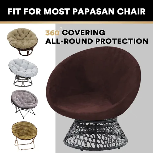 Vista 4 de PrinceDeco Funda Redonda de Terciopelo para Silla Platillo (Solo Funda Deslizante) Funda de Cojín para Silla Papasan de Alta Elasticidad Protector