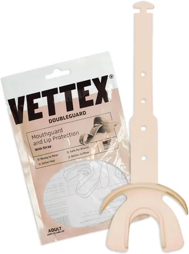 Vista 15 de Vettex Doubleguard Protector bucal con Protección de Labios - Adulto, Aguamarina Football, Lacrosse, MMA, Boxing, Adjustable Helmet Strap, Braces
