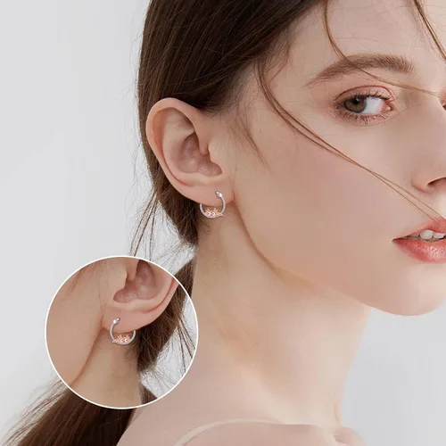Vista 102 de VONALA Bonitos aretes de aro de plata de ley 925, regalos de cumpleaños para mujer
