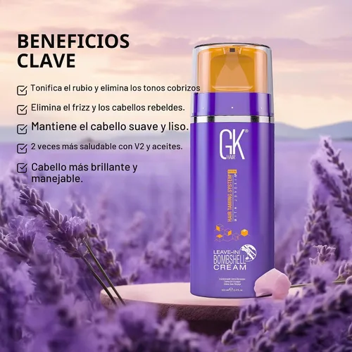 Vista 9 de GK Hair Global Keratin Leave In Bombshell - Acondicionador de crema morada, 3.4 onzas líquidas, unisex, crema