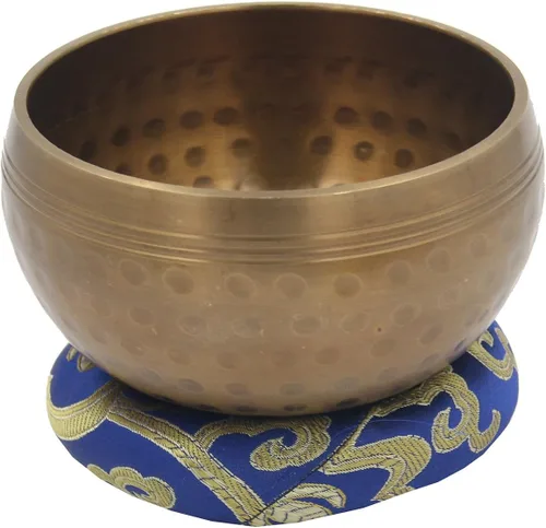 Vista 2 de Cojín de anillo de brocado de seda para cuenco tibetano hecho a mano Nepal (azul)