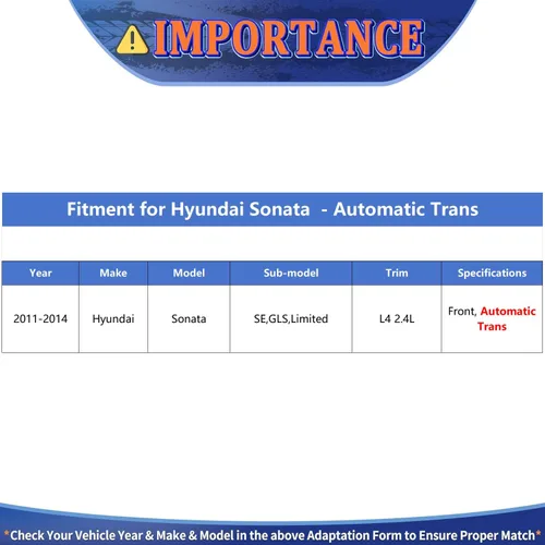 Vista 2 de Conjunto de eje de eje CV compatible con Hyundai Sonata 2011 2013 2012 2014 GLS SE Limited 2.4L, Juntas CV laterales izquierda derecha delantera