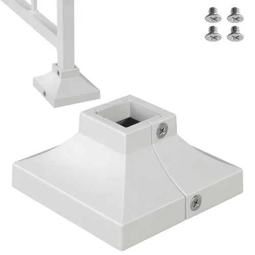 Vista 18 de Paquete de 4 cubiertas de base de poste de cubierta de aleación de aluminio (base de poste de 1 x 1 pulgada x 3.35 pulgadas), para pasamanos, Blanco